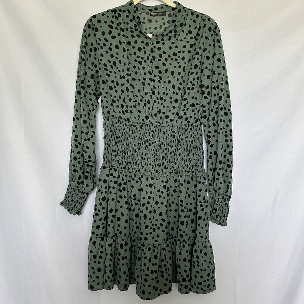 Pretty Garden Green and Black‎ Animal Print Dress